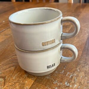Hearth & Hand 2 Stackable Mugs- Relax & Restore NWT